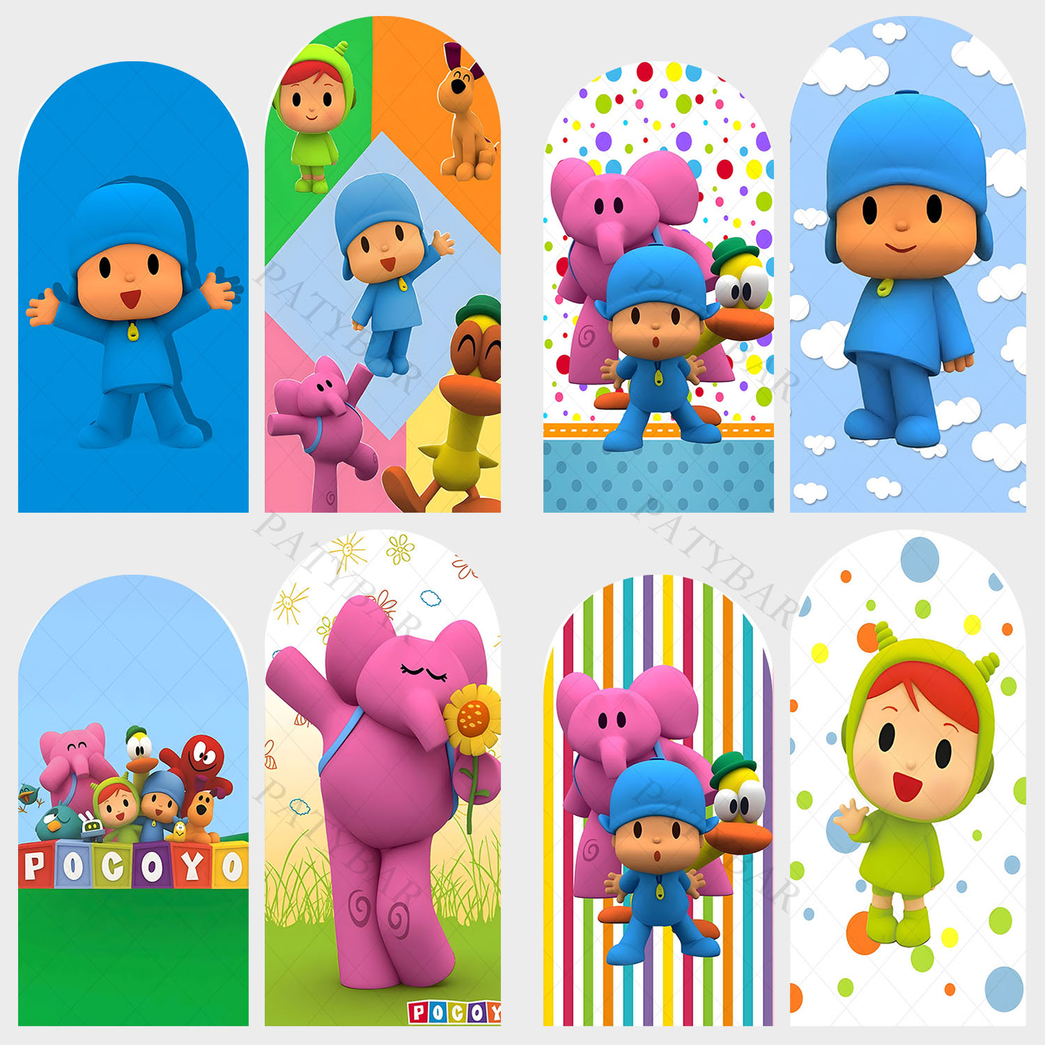 Photo Booth Prop - Arch Cute Blue Doll Pocoyos Background
